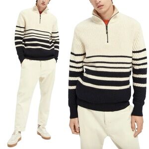 SCOTCH & SODA Chunky Knit Half-Zip Wool Blend Jumper Sweater